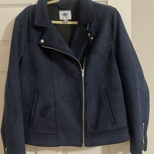 Old Navy Dark Blue Leather Jacket